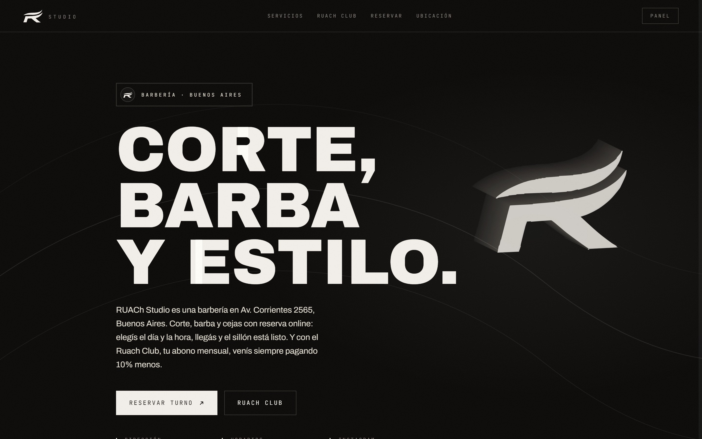 RUACh Studio — web de barbería en Buenos Aires con reservas online y abono mensual